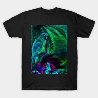 NEON PARROT DECO POSTER TROPICAL MACAW ART PRINT T-Shirt